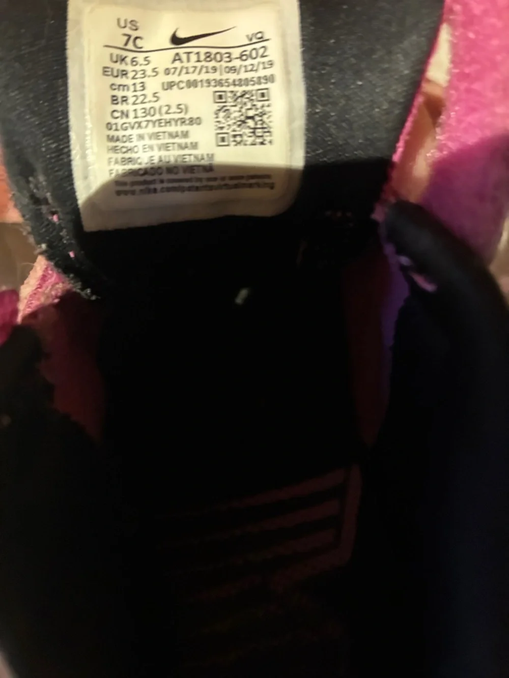 Nike toddler Pink Velcro Sneakers with Silver Swoosh - Picture 2 of 3
